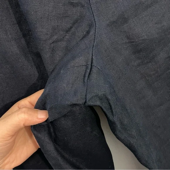 Chaps Navy Blue Linen Wide Leg Pants Size 14 - Picture 7 of 10